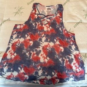 Columbia Women's Red and Blue Patterned Tank Top